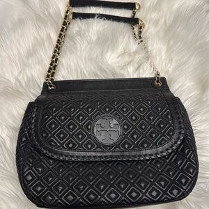Gorgeous Tory Burch Large Marion Lambskin quilted leather convertible handbag